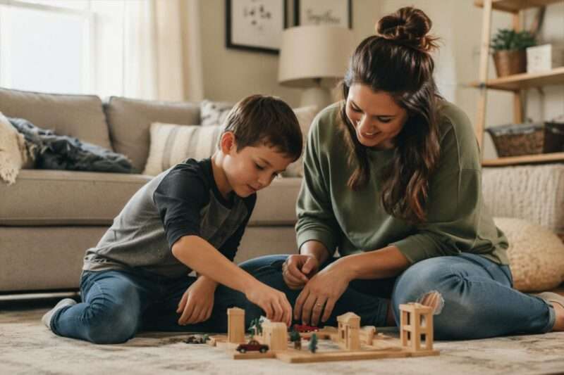 Caregiver providing respite foster care for a child in a safe and supportive home environment