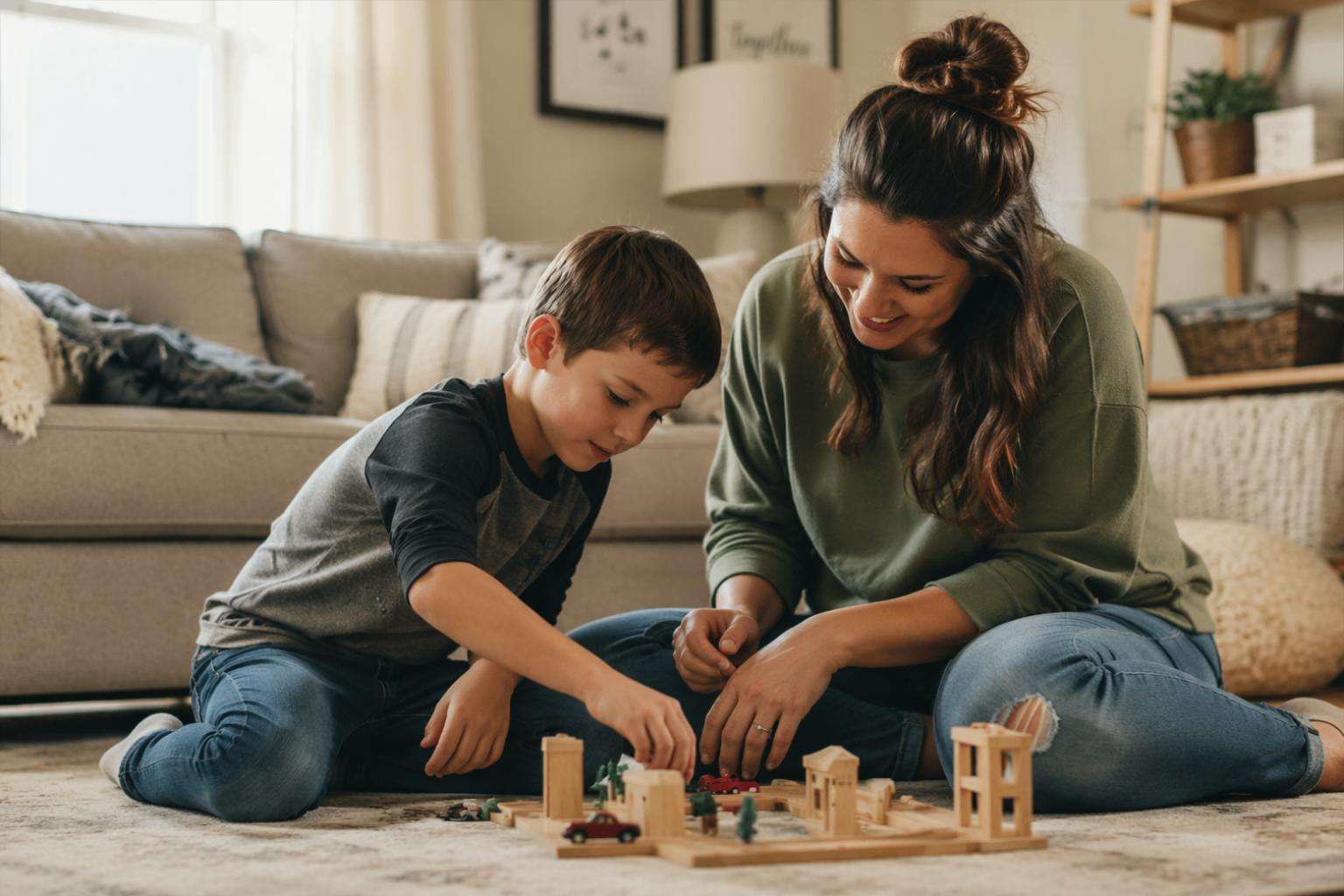 Caregiver providing respite foster care for a child in a safe and supportive home environment