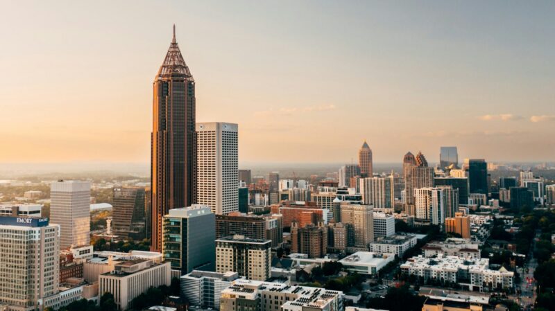 A birds eye view of Atlanta, Georgia as a foster care community.
